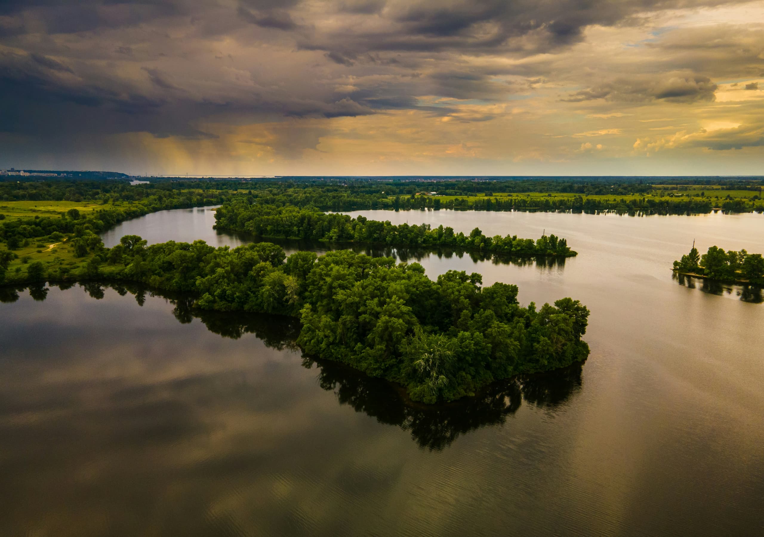 Aerial view of a fishing lake